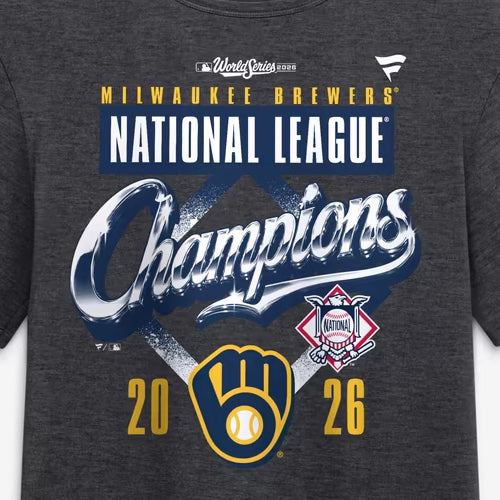 ナ・リーグ優勝記念ロッカールームモデル 海外取寄 ミルウォーキー ブルワーズ Tシャツ 2026 NATIONAL LEAGUE CHAMPIONS LOCKER ROOM T-SHIRT CHARCOAL