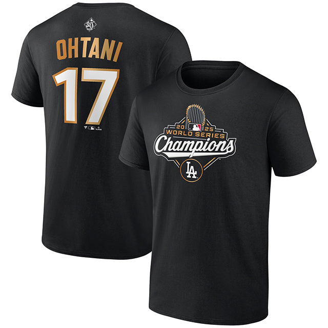 大谷翔平モデル 2025 ワールドシリーズチャンピオン Tシャツ ロサンゼルス ドジャース MLB 2025 WORLD SERIES CHAMPIONS NAME & NUMBER T-SHIRT BLACK
