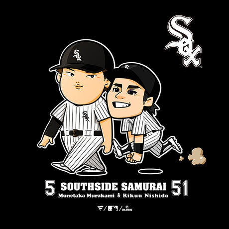 6/18締切・予約販売 子供用 村上宗隆・西田陸浮モデル ファナティクス Tシャツ シカゴ ホワイトソックス SOUTHSIDE SAMURAI T-SHIRT BLACK