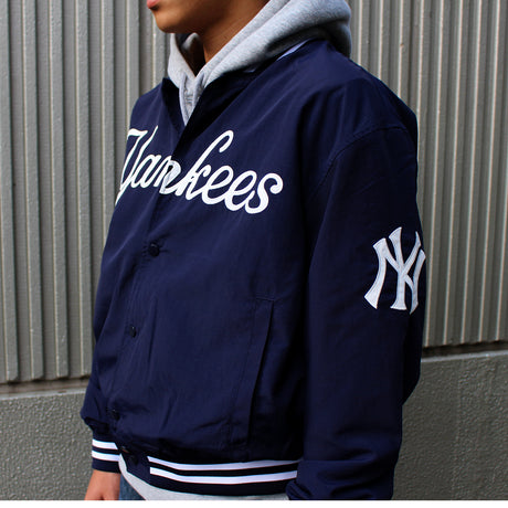 ファナティクス ジャケット ニューヨーク ヤンキース FANATICS STANDARD LOGO SATIN JACKET NAVY