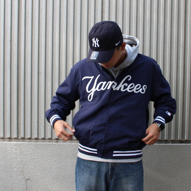 ファナティクス ジャケット ニューヨーク ヤンキース FANATICS STANDARD LOGO SATIN JACKET NAVY
