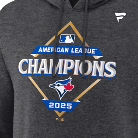 2025 アメリカンリーグチャンピオン ロッカールームモデル 海外取寄 プルオーバーフーディー トロント ブルージェイズ MLB 2025 AMERICAN LEAGUE CHAMPIONS LOCKER ROOM FLEECE HOODIE HEATHER CHARCOAL