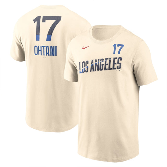 海外取寄 大谷翔平モデル NIKE Tシャツ ロサンゼルス ドジャース 2024 CITY CONNECT FUSE PLAYER NAME&NUMBER T-SHIRT CREAM