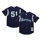 イチローモデル 海外取寄 ミッチェルアンドネス シアトル マリナーズ COOPERSTOWN MESH BATTING PRACTICE JERSEY NAVY