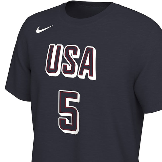 海外取寄 アンソニー・エドワーズモデル ナイキ バスケ USA代表 Tシャツ 2024 USA BASKETBALL NAME&NUMBER T-SHIRT NAVY