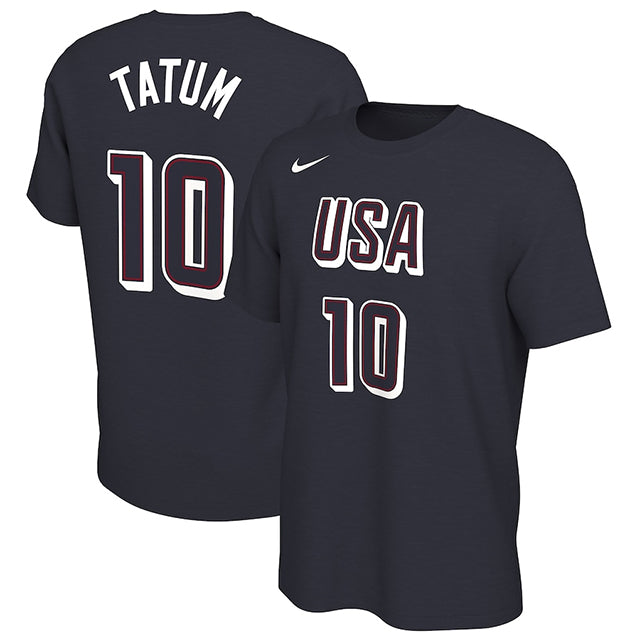 海外取寄 ジェイソン・テイタムモデル ナイキ バスケ USA代表 Tシャツ 2024 USA BASKETBALL NAME&NUMBER T-SHIRT NAVY