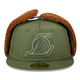 海外取寄 ニューエラ キャップ 59FIFTY ロサンゼルス レイカーズ ALPHA INDUSTRIES DOGEAR FITTED CAP OLIVE
