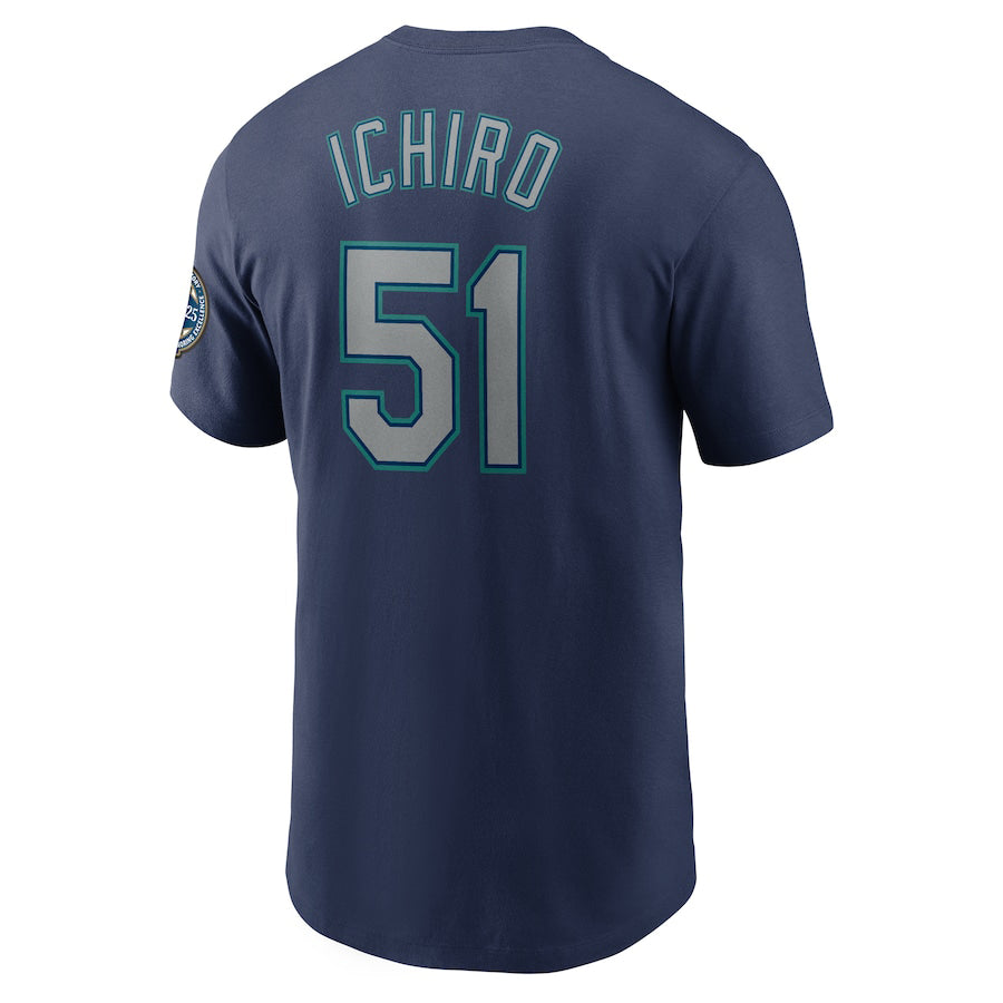 イチロー選手モデル 海外取寄 NIKE Tシャツ シアトル マリナーズ 2025 NATIONAL BASEBALL HALL OF FAME PLAYER NAME&NUMBER T-SHIRT NAVY