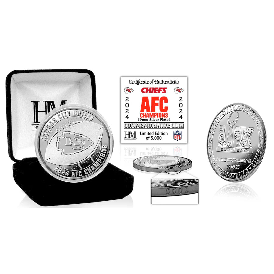 第59回スーパーボウル進出記念 海外取寄 カンザスシティ チーフス HIGHLAND MINT 2024 AFC CHAMPIONS 39mm SILVER COIN