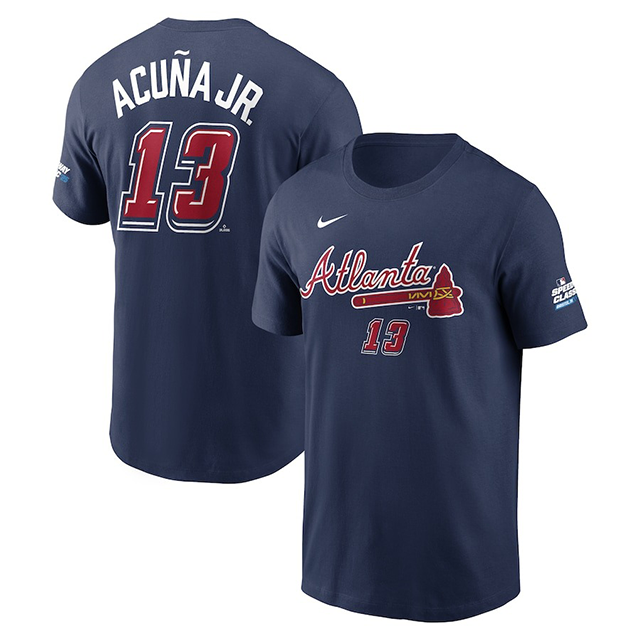 ロナルド・アクーニャ Jrモデル 海外取寄 ナイキ 2025 スピードウェイ・クラシックモデル Tシャツ 2025 MLB SPEEDWAY CLASSIC NAME&NUMBER T-SHIRT NAVY