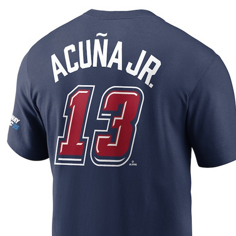 ロナルド・アクーニャ Jrモデル 海外取寄 ナイキ 2025 スピードウェイ・クラシックモデル Tシャツ 2025 MLB SPEEDWAY CLASSIC NAME&NUMBER T-SHIRT NAVY
