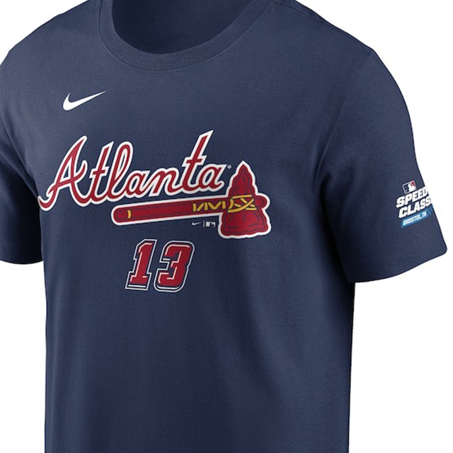 ロナルド・アクーニャ Jrモデル 海外取寄 ナイキ 2025 スピードウェイ・クラシックモデル Tシャツ 2025 MLB SPEEDWAY CLASSIC NAME&NUMBER T-SHIRT NAVY