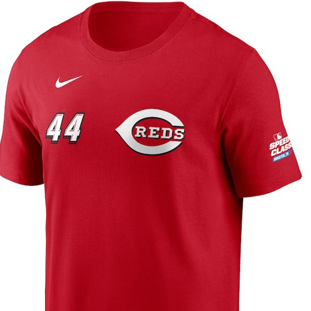 エリー・デラクルーズモデル 海外取寄 ナイキ 2025 スピードウェイ・クラシックモデル Tシャツ 2025 MLB SPEEDWAY CLASSIC NAME&amp;NUMBER T-SHIRT RED