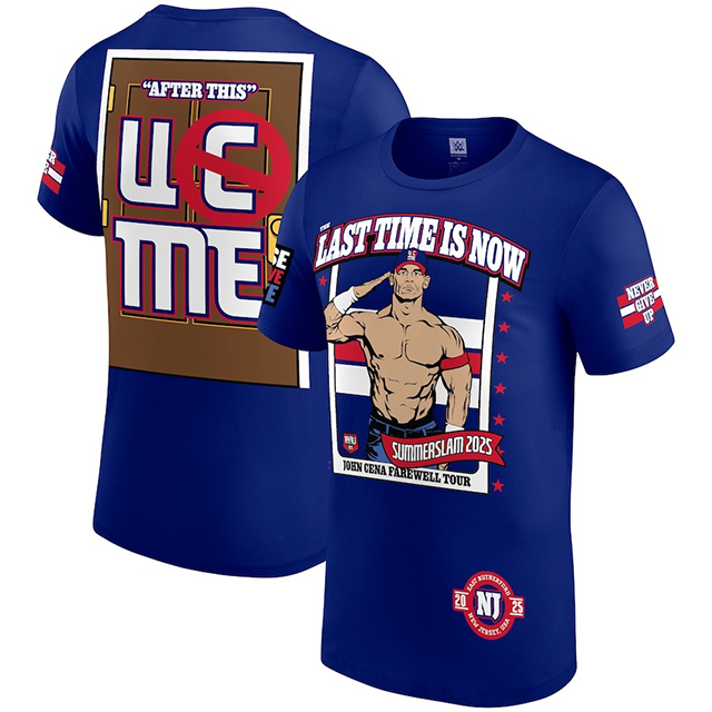 ジョン シナモデル WWE AUTHENTIC Tシャツ FAREWELL TOUR SUMMER SLAM 2025 NEW JERSEY T-SHIRT BLUE