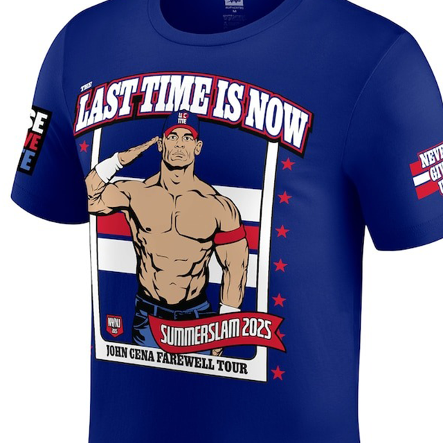 ジョン シナモデル WWE AUTHENTIC Tシャツ FAREWELL TOUR SUMMER SLAM 2025 NEW JERSEY T-SHIRT BLUE