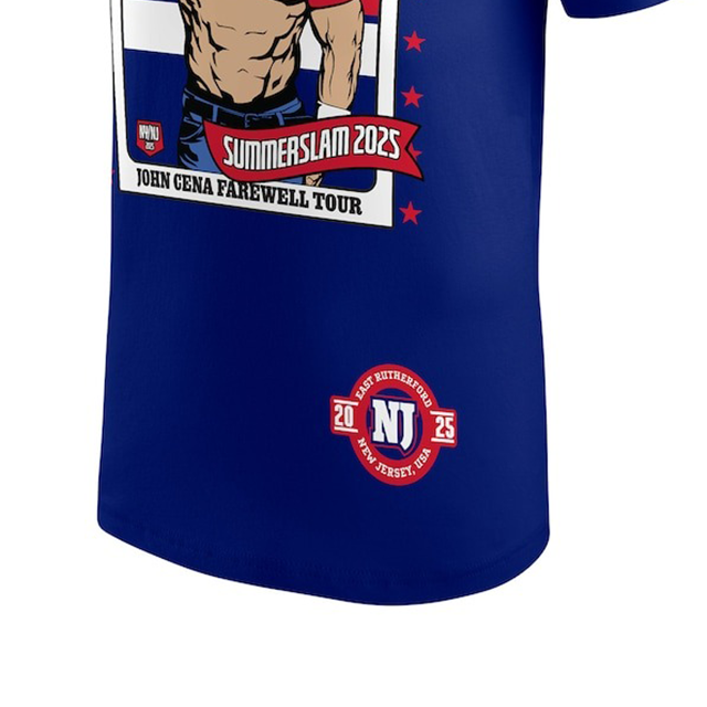 ジョン シナモデル WWE AUTHENTIC Tシャツ FAREWELL TOUR SUMMER SLAM 2025 NEW JERSEY T-SHIRT BLUE