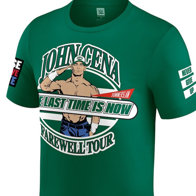 ジョン シナモデル 海外取寄 WWE AUTHENTIC Tシャツ FAREWELL TOUR SUMMER SLAM 2025 NEW JERSEY T-SHIRT GREEN