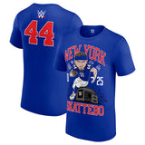 キャメロン スカッテボモデル 海外取寄 WWE AUTHENTIC Tシャツ CAM SKATTEBO NEW YORK GIANTS T-SHIRT BLUE