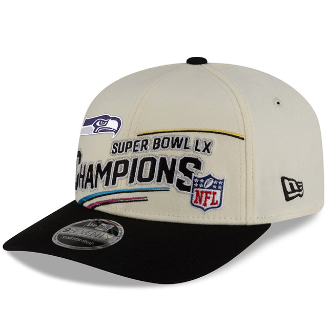 第60回スーパーボウル優勝記念 海外取寄 ニューエラ 9SEVENTY シアトル シーホークス NFL SUPER BOWL LX CHAMPIONS LOCKER ROOM TROPHY COLLECTION SNAPBACK CREAM BLACK