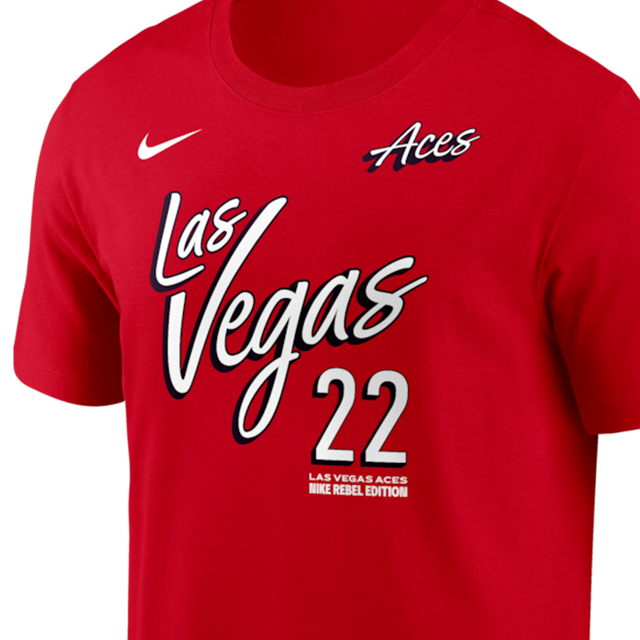 海外取寄 エイジャ・ウィルソンモデル ナイキ バスケ ラスベガス エーシズ WNBA NAME&NUMBER REBEL EDITION T-SHIRT RED