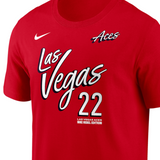 海外取寄 エイジャ・ウィルソンモデル ナイキ バスケ ラスベガス エーシズ WNBA NAME&NUMBER REBEL EDITION T-SHIRT RED