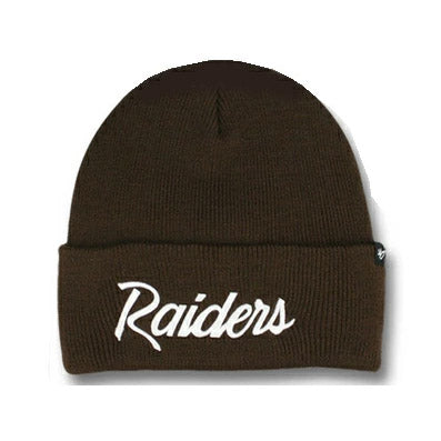 ニューエラ ニット ビーニーキャップ オークランド レイダース NFL TEAM-SCRIPT CUFFED KNIT BEANIE CAP BROWN