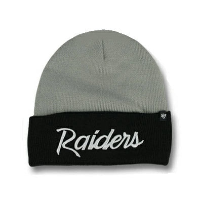 ニューエラ ニット ビーニーキャップ オークランド レイダース NFL TEAM-SCRIPT CUFFED KNIT BEANIE CAP BLACK-GREY