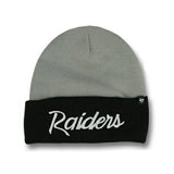 ニューエラ ニット ビーニーキャップ オークランド レイダース NFL TEAM-SCRIPT CUFFED KNIT BEANIE CAP BLACK-GREY