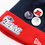 ニューエラ ニットキャップ ビーニー ニューイングランド ペイトリオッツ NFL BUTTON-UP KNIT CAP BEANIE NAVY