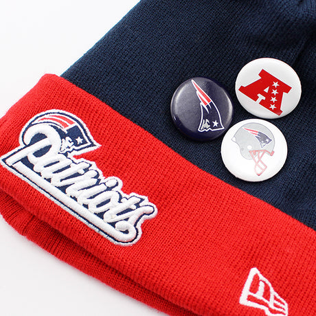 ニューエラ ニットキャップ ビーニー ニューイングランド ペイトリオッツ NFL BUTTON-UP KNIT CAP BEANIE NAVY
