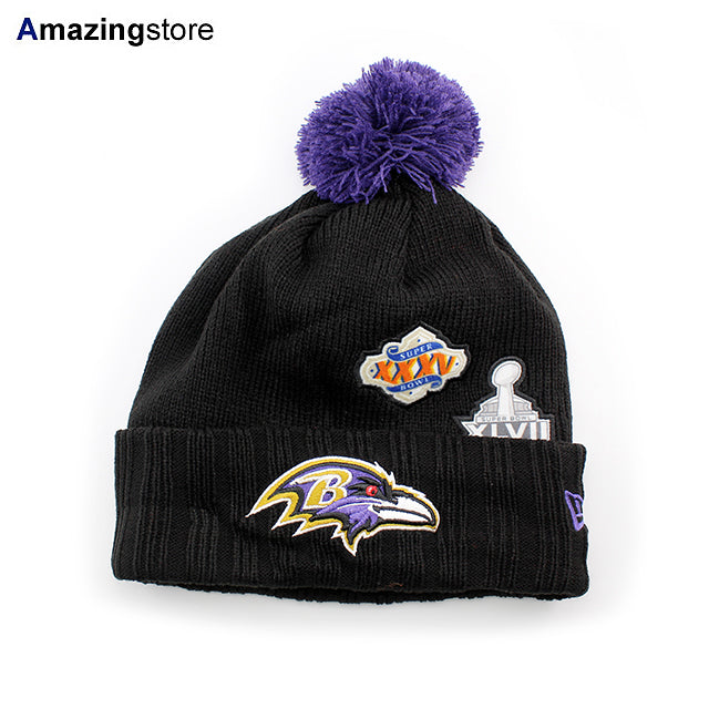 ニューエラ ニットキャップ ビーニー ボルチモア レイブンズ NFL SUPER BOWL PATCHES KNIT CAP BEANIE BLACK