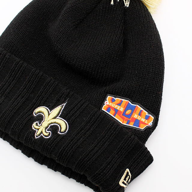 ニューエラ ニットキャップ ビーニー ニューオリンズ セインツ NFL SUPER BOWL PATCHES KNIT CAP BEANIE BLACK