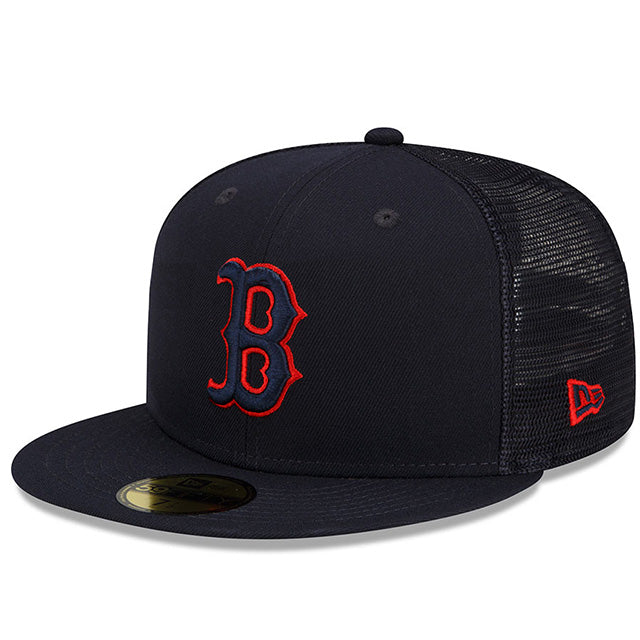 ニューエラ キャップ 59FIFTY ボストン レッドソックス 2022 MLB BATTING PRACTICE BP TRUCKER FITTED CAP NAVY