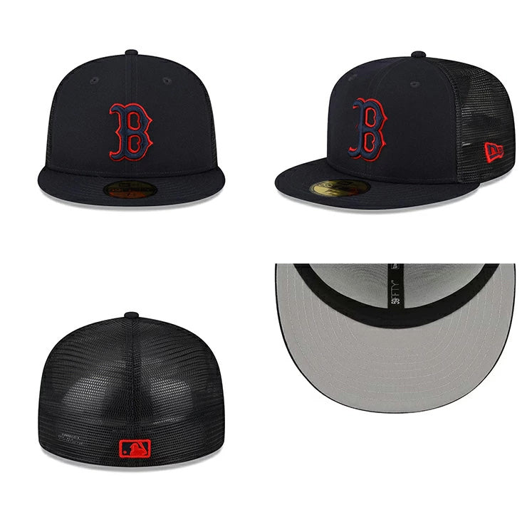 ニューエラ キャップ 59FIFTY ボストン レッドソックス 2022 MLB BATTING PRACTICE BP TRUCKER FITTED CAP NAVY