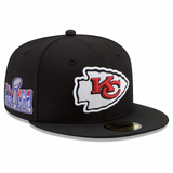 ニューエラ 59FIFTY カンザスシティ チーフス NFL SUPER BOWL LVIII SIDE PATCH FITTED CAP BLACK