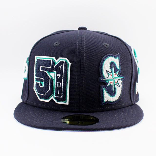 イチローモデル ニューエラ キャップ 59FIFTY シアトル マリナーズ ICHIRO CHENILLE PATCHES FITTED CAP NAVY