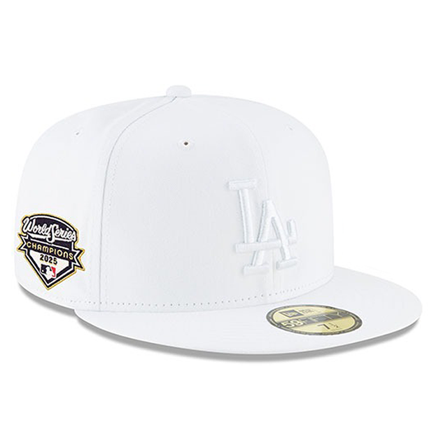 2025 ワールドシリーズチャンピオンモデル ニューエラ キャップ 59FIFTY ロサンゼルス ドジャース MLB WORLD SERIES CHAMPIONS SIDE PATCH FITTED CAP WHITE-WHITE
