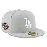 2025 ワールドシリーズチャンピオンモデル 海外取寄 ニューエラ キャップ 59FIFTY ロサンゼルス ドジャース MLB WORLD SERIES CHAMPIONS SIDE PATCH FITTED CAP GREY-WHITE