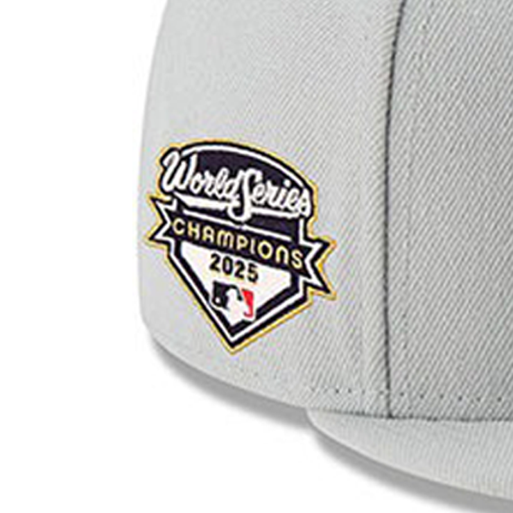 2025 ワールドシリーズチャンピオンモデル 海外取寄 ニューエラ キャップ 59FIFTY ロサンゼルス ドジャース MLB WORLD SERIES CHAMPIONS SIDE PATCH FITTED CAP GREY-WHITE