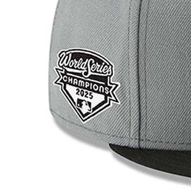 2025 ワールドシリーズチャンピオンモデル ニューエラ キャップ 59FIFTY ロサンゼルス ドジャース MLB WORLD SERIES CHAMPIONS SIDE PATCH FITTED CAP GRAY-BLACK