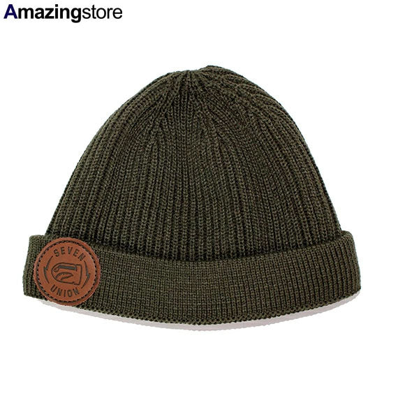 7ユニオン ニットビーニーキャップ THE LEATHER BULLET BEANIE CAP OLIVE 7UNION