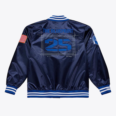 JAY-Z ザ ブループリント25周年記念 海外取寄 ミッチェル＆ネス x ニューヨーク ヤンキース ジャケット JAY-Z30 THE BLUEPRINT SATIN FULL-SNAP JACKET NAVY