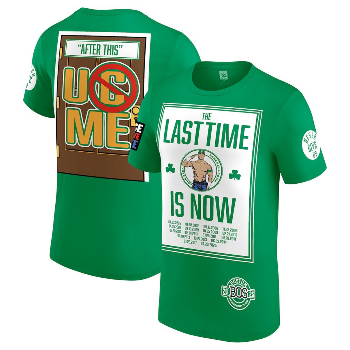 ジョン シナモデル 海外取寄 WWE AUTHENTIC Tシャツ FAREWELL TOUR 2025 BOSTON T-SHIRT GREEN