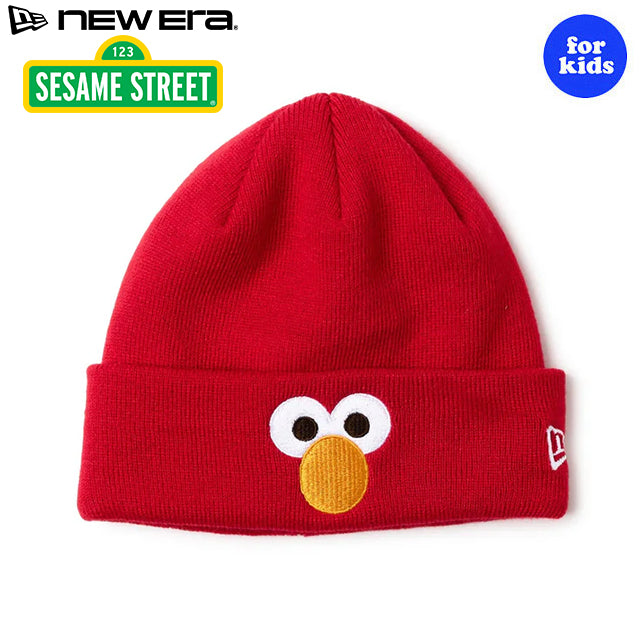 子供用 ニューエラ ニットビーニーキャップ セサミストリート YOUTH ELMO FACE BASIC CUFF KNIT BEANIE CAP RED