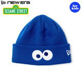子供用 ニューエラ ニットビーニーキャップ セサミストリート YOUTH COOKIE MONSTER FACE BASIC CUFF KNIT BEANIE CAP BLUE