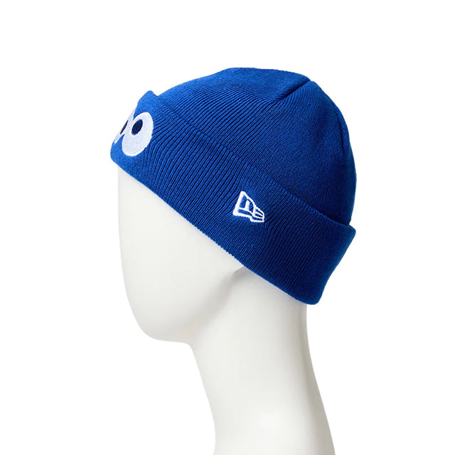 子供用 ニューエラ ニットビーニーキャップ セサミストリート YOUTH COOKIE MONSTER FACE BASIC CUFF KNIT BEANIE CAP BLUE