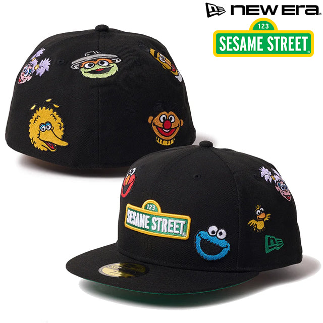 ニューエラ 59FIFTY キャップ セサミストリート ALL-POVER FITTED CAP BLACK