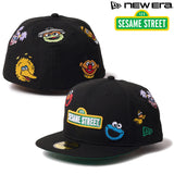 ニューエラ 59FIFTY キャップ セサミストリート ALL-POVER FITTED CAP BLACK