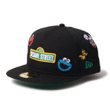 ニューエラ 59FIFTY キャップ セサミストリート ALL-POVER FITTED CAP BLACK