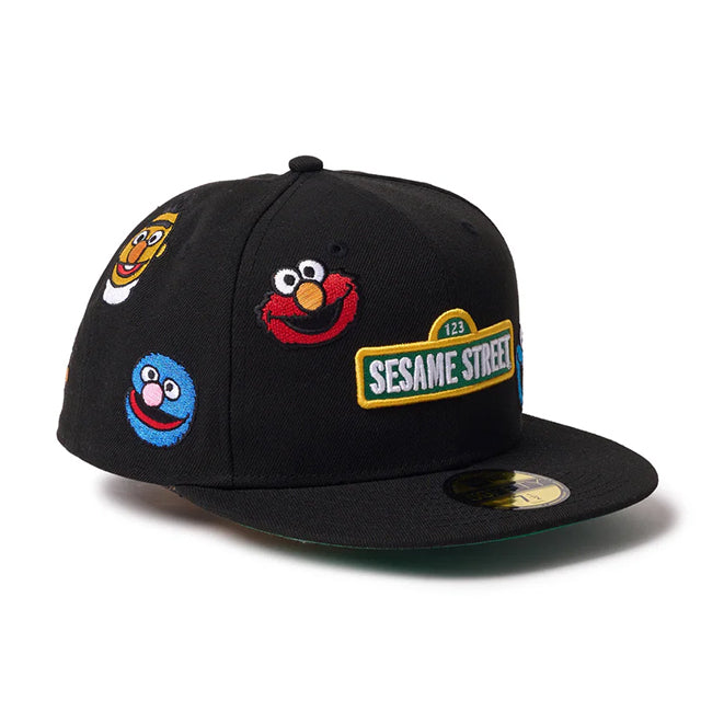 ニューエラ 59FIFTY キャップ セサミストリート ALL-POVER FITTED CAP BLACK